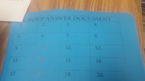 Group response worksheet